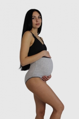 Трусы на живот для беременных Серые с черным