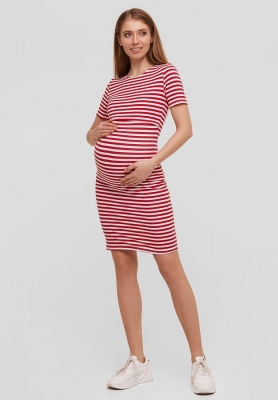 Летнее платье для беременных и кормящих (мини) Barcelona Красный с белым