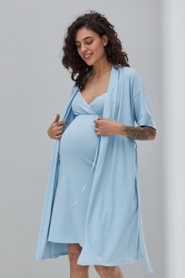 Халат для вагітних та годуючих мам PAOLA блакитний