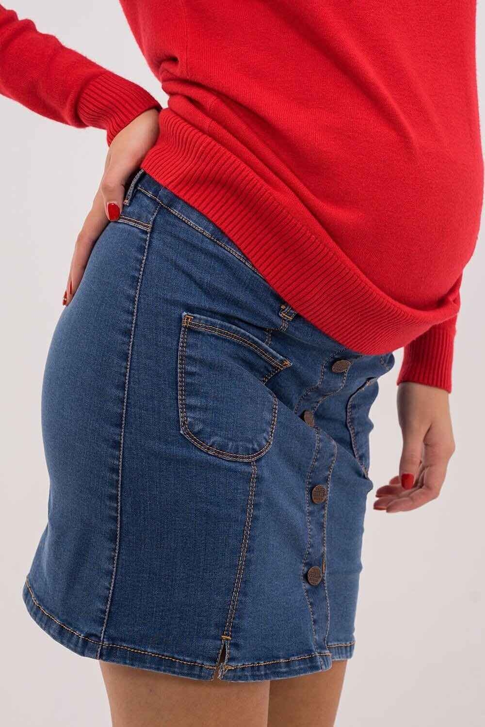 Юбка джинсовая для беременных, будущих мам Синяя варка 0
