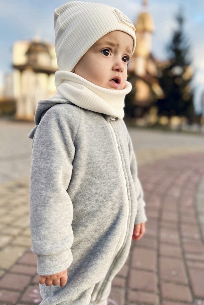 Флісовий чоловічок Bear Сірий меланж MagBaby 0