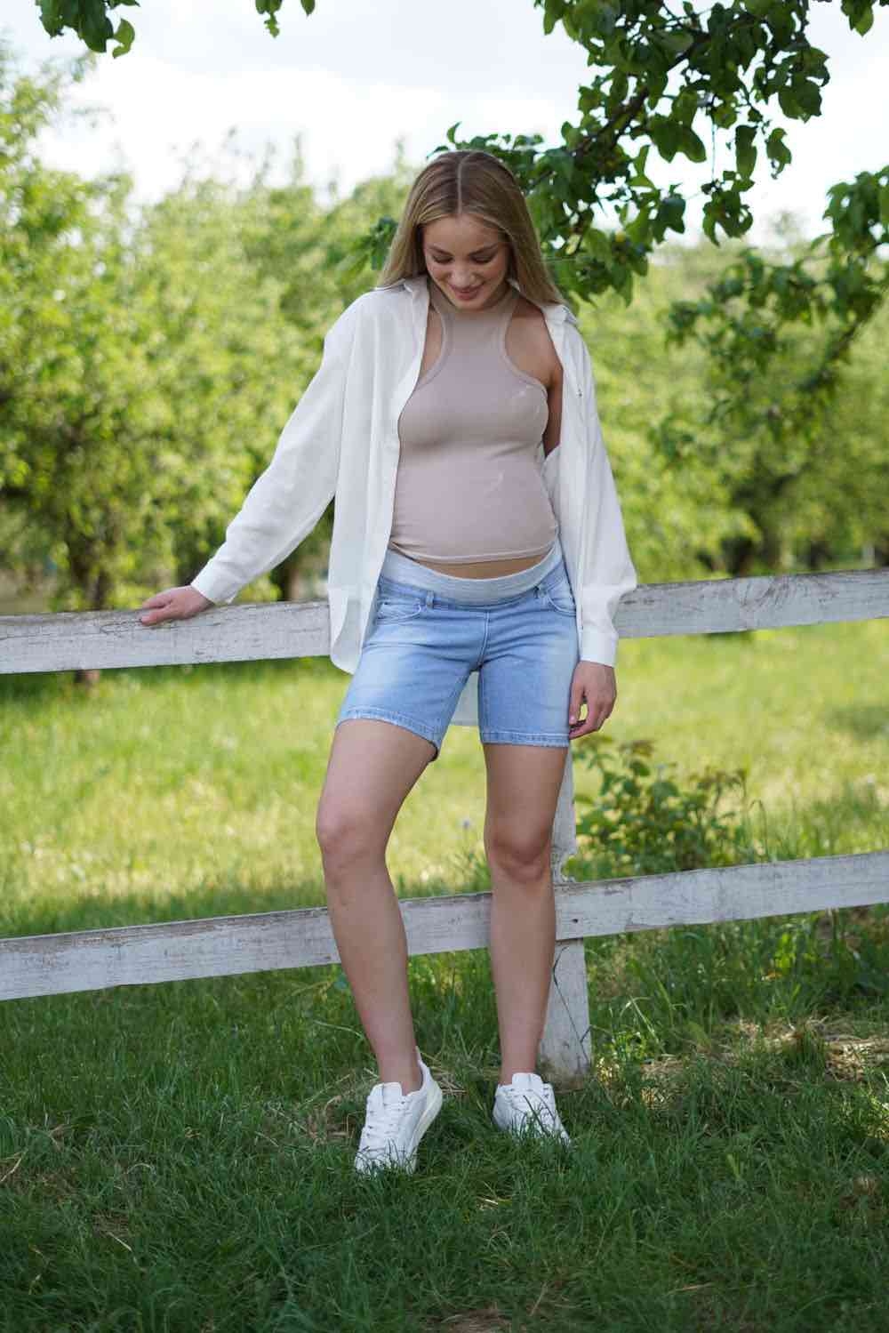 Джинсовые шорты для беременных Голубые 0