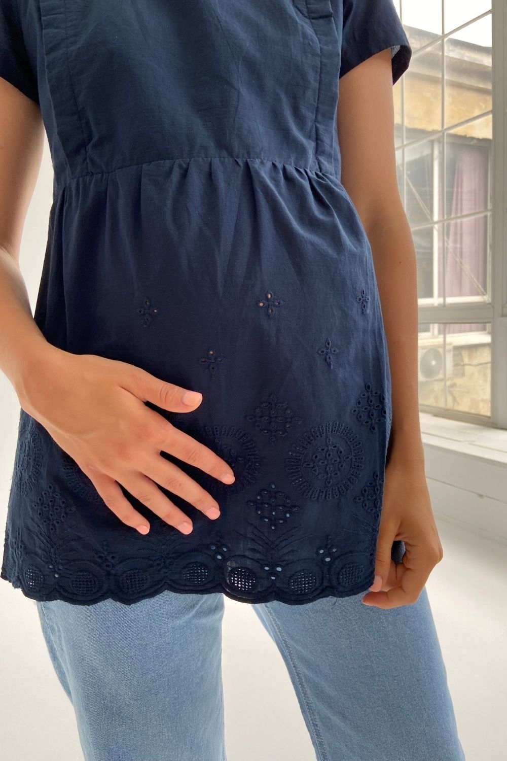 Блуза для вагітних, майбутніх мам Темно-синя 0