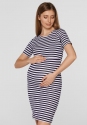 Платье миди для беременных и кормящих Barcelona синий с белым Lullababe 3