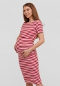 Летнее платье для беременных и кормящих (миди) Barcelona Красный в белую полоску 3