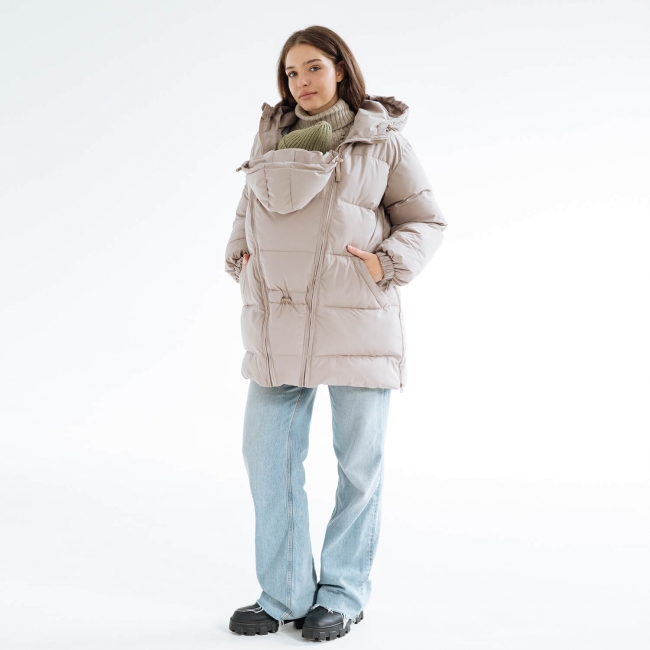 Зимняя слингокуртка / Пуховик для беременных Бежевый Love&Carry