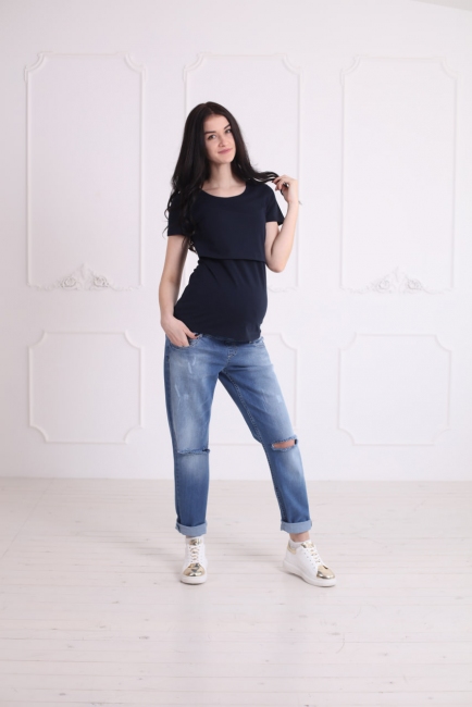Футболка для беременных и кормления Simple т.синий Znana