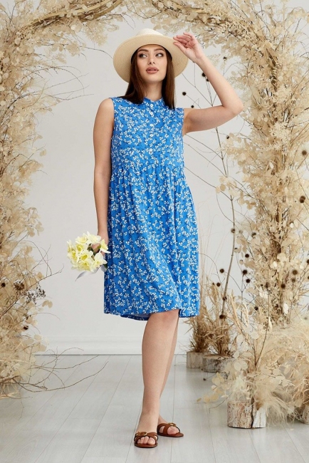 Летнее платье для беременных в цветок Sofia Синий