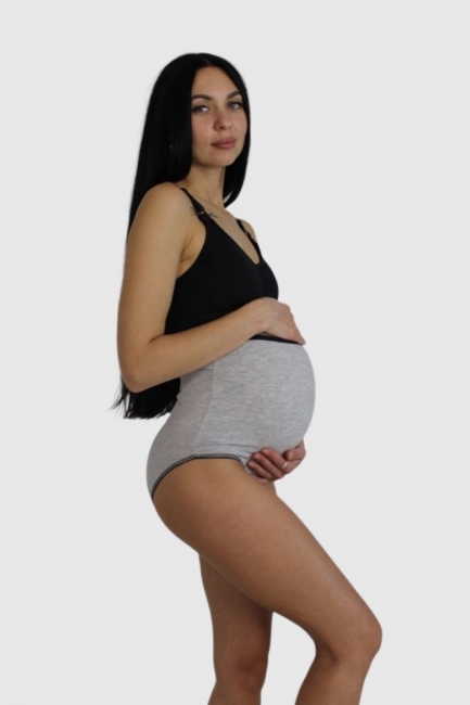 Трусы на живот для беременных Серые с черным
