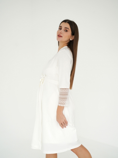 Халат трикотажный для беременных 25318 Молочный Мамин Дом