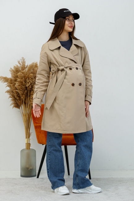 Демисезонный плащ для беременных 3 в 1 Kimberly бежевый Lullababe