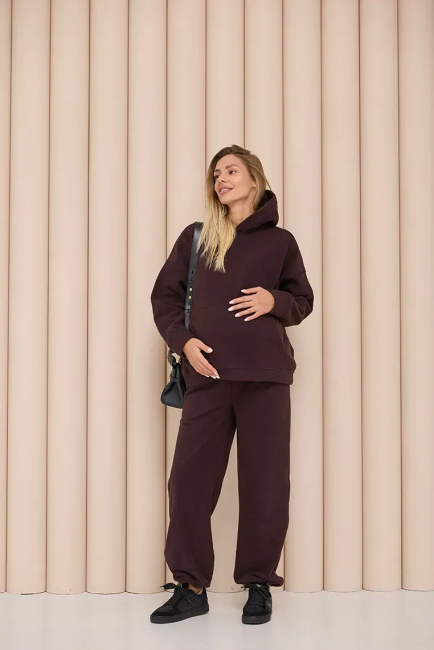 Теплий худі для вагітних та годуючих Buffalo - Шоколадний Lullababe