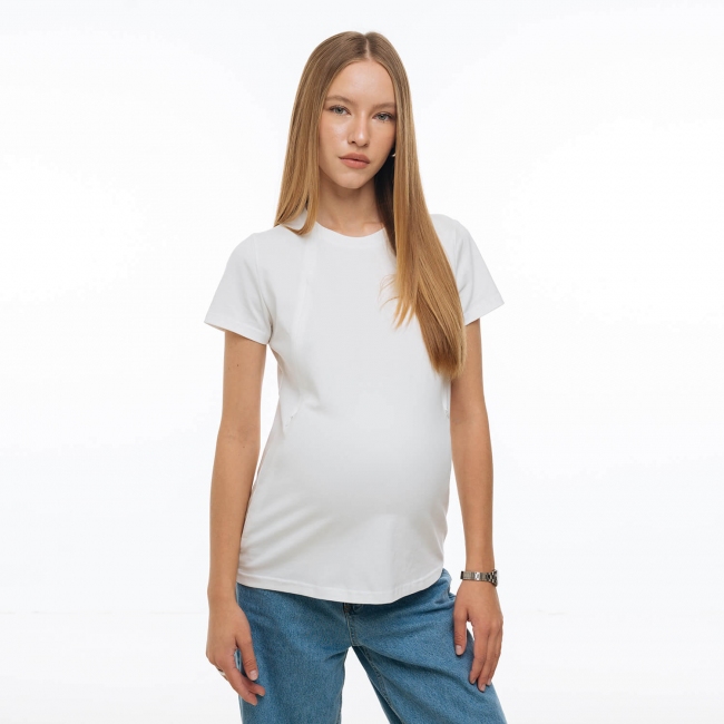 Футболка прямого кроя для беременных и кормящих Молочная Love&Carry