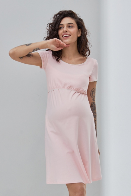 Нічна сорочка для вагітних і годуючих MARGARET світло-рожева