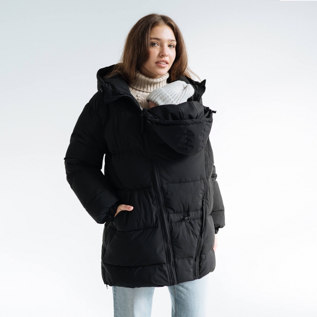 Зимняя слингокуртка / Пуховик для беременных Черный Love&Carry