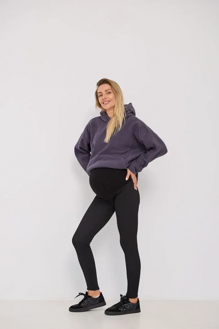 Теплі лосини в рубчик для вагітних Regina - Чорний Lullababe 