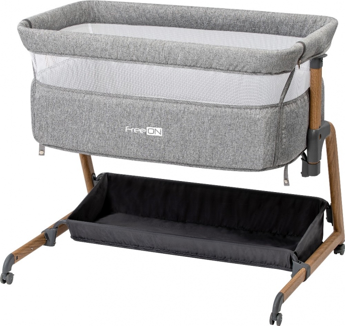 Кроватка для ребенка приставная Bliss Серый FreeON