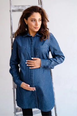 Блуза (сорочка) для вагітних, майбутніх мам To Be Синій