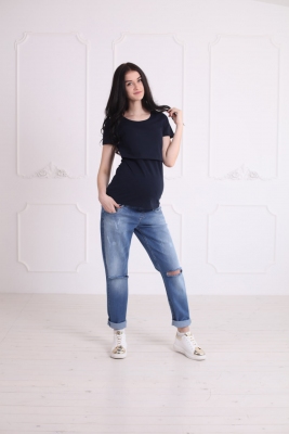 Футболка для беременных и кормления Simple т.синий Znana