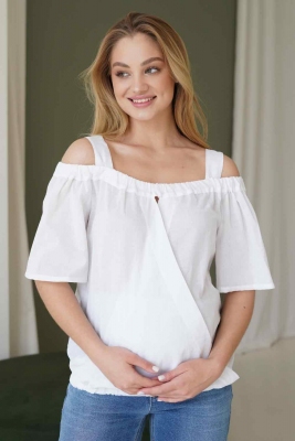 Блуза (рубашка) для беременных, будущих мам Белая