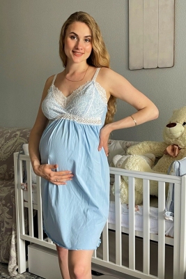 Нічна сорочка для вагітних та годуючих 2066 1227 Блакитний Dianora 