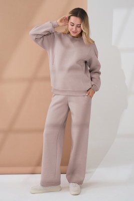 Теплый костюм для беременных и кормящих Urban Пудрово-бежевый Yula Mama Теплый костюм для беременных и кормящих Urban Пудрово-бежевый Yula Mama