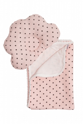 Плед и подушка ортопедическая Twins муслин маршмелоу 110х80 stars розовый