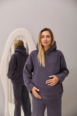 Теплый худи для беременных и кормящих Buffalo - Графитовый Lullababe