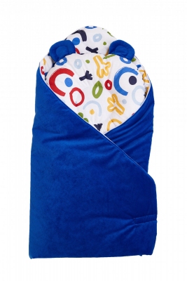 Набор конверт-плед с подушкой Twins Bear-2 синий
