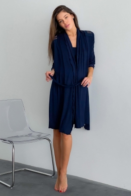 Халат для вагітних і годування Lace темно-синій Znana
