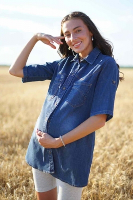 Блуза для вагітних, майбутніх мам Синя варка