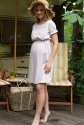 Платье для беременных и кормящих мам Бежевое принт
